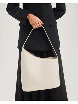 ZAMANA - Women White Leather Solid Tote Bag