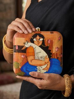 ARTKLIM - Whimsical Bond Artistic Companion Printed Clutch Bag with Detachable Strap