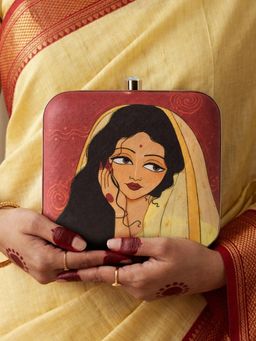 ARTKLIM - Regal Portrait Heritage Elegance Printed Clutch Bag with Detachable Strap