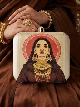 ARTKLIM - Rhythmic Elegance Classical Dance Printed Clutch Bag with Detachable Strap