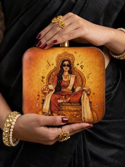 ARTKLIM - The Modern Goddess Reimagined Printed Clutch Bag with Detachable Strap