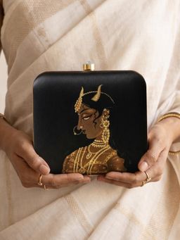 ARTKLIM - Mystic Profile Elegance In Tradition Printed Clutch Bag with Detachable Strap