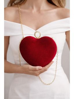 Fabbhue - Women Maroon Velvet Solid Sling Bag