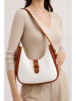 Fabbhue - Women White Synthetic Leather Solid Handbag