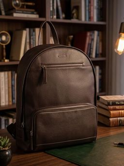 Sassora - Genuine Leather Fits 17-Inch with Trolley Sleeve Laptop Backpack for Men