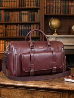 Sassora - Genuine Leather Weekender with Shoe Compartment Duffle Bag for Men and Women