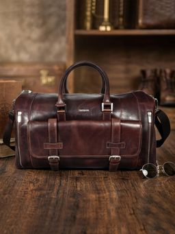 Sassora - Genuine Leather Weekender with Shoe Compartment Duffle Bag for Men and Women