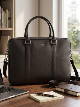 Sassora - Genuine Leather Fits 16-Inch Laptop Professional Office Messenger Bag for Men