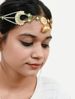 Silvermerc Designs - Gold-Plated Stone & Pearl Beaded Hand-Crafted Matha Patti