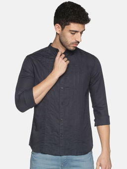 SHOWOFF - Mens Casual Navy Blue Slim Fit Full Shirt