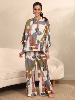 Libas - Multi-Color Abstract Printed Shirt with Pyjama