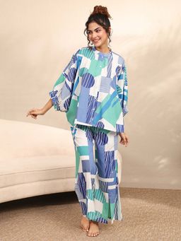 Libas - Multi-Color Abstract Printed Shirt with Pyjama