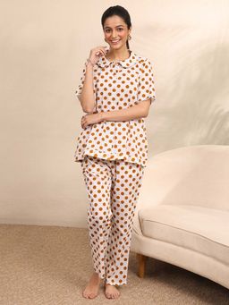 Libas - Mustard Polka Dots Shirt with Pyjama
