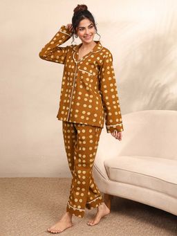 Libas - Mustard Polka Dots Shirt with Pyjama