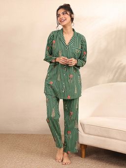 Libas - Green Striped Shirt with Pyjama