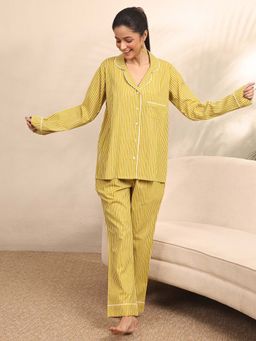 Libas - Yellow Striped Shirt with Pyjama