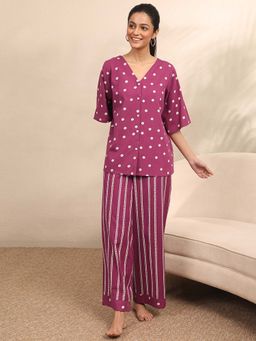 Libas - Purple Polka Dots Shirt with Pyjama