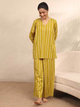 Libas - Mustard Striped Kurti with Pyjama
