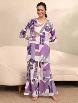 Libas - Multi-Color Geometric Printed Kurti with Pyjama