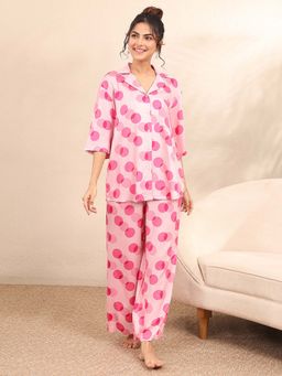 Libas - Pink Polka Dots Shirt with Pyjama