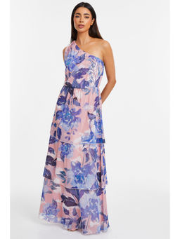 Quiz Clothing - Multicolor One Shoulder Sleeveless Layered Maxi Dress
