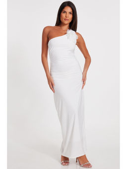 Quiz Clothing - White One Shoulder Sleeveless Bodycon Maxi Dress