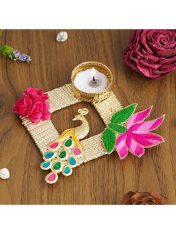 eCraftIndia - Beautiful Peacock Rose Lotus Flowers Decorative Tea Light Candle Holder