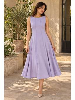 JUSTIN WHYTE - Lavender Flared Midi Dress