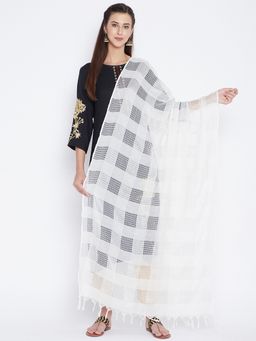 Clora Creation - White Cotton Blend Dupatta