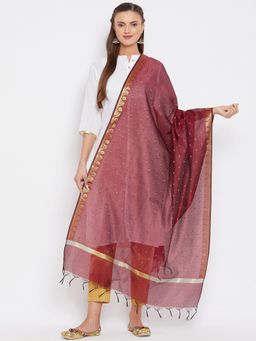 Clora Creation - Maroon Woven Design Dupatta