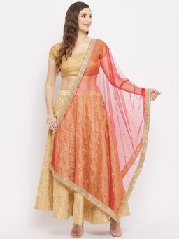 Clora Creation - Red Embroidered Gota Dupatta