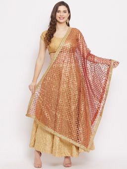 Clora Creation - Red Embellished Sequined Net Dupatta