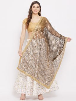 Clora Creation - Black Embellished Sequined Net Dupatta