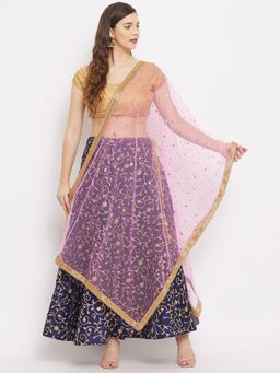 Clora Creation - Golden Beads and Stones Embellished Net Dupatta
