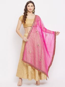Clora Creation - Pink Mirror Work Dupatta