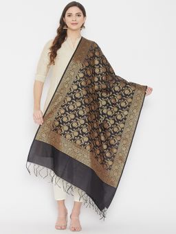 Clora Creation - Black Banarsi Silk Dupatta