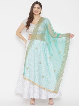 Clora Creation - Sky Blue Embroidered Net Dupatta
