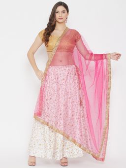 Clora Creation - Pink Embellished Net Dupatta