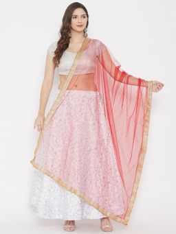Clora Creation - Red Embellished Net Dupatta
