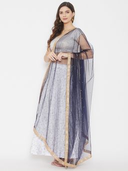 Clora Creation - Navy Blue Embellished Net Dupatta