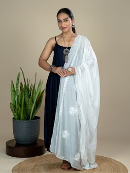 Hella Fashions - Blue Floral Embroidery Dupatta