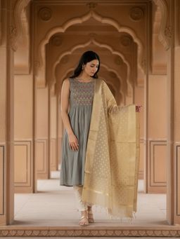 Rangita - Women Gold Art Silk Dupatta