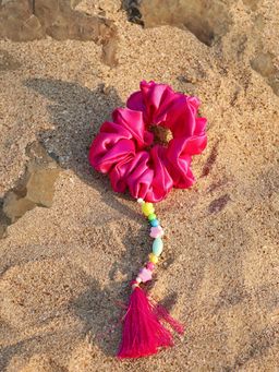 Soho Boho Studio - Pink Iris Boho Tassel Scrunchie