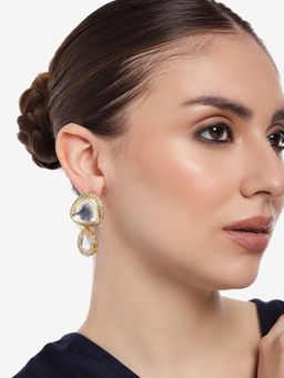 Estele - Gold Plated Glamorous Kundan Gehena Drop Earrings with Crystals for Girls/Women