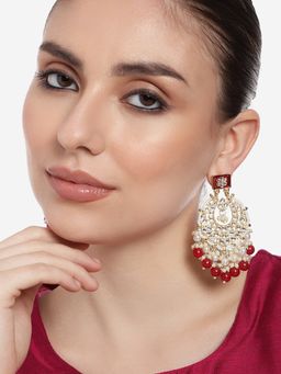 Estele - Gold Plated Ravishing Designer Gehena Drop Earrings with Ruby Beads for Girls/Women