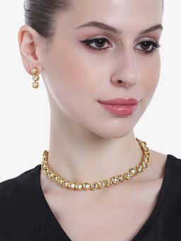 Estele - Gold Plated Circular Designer Gehena Necklace Set with Kundan for Women
