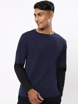 Bewakoof - Mens Blue Colorblock Oversized T-shirt
