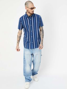 max - Blue Men Striped Shirt