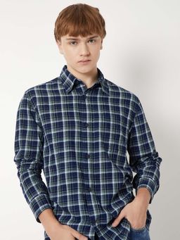 max - Blue Men Checked Slim Fit Shirt
