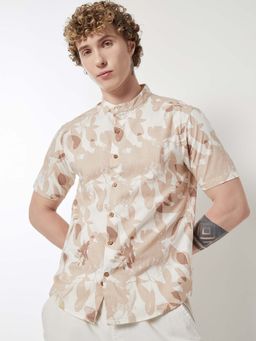 max - Beige Men Printed Slim Fit Shirt
